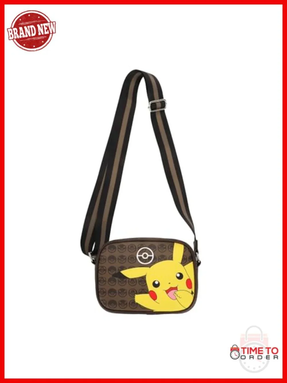 Crossbody Sling Bag with Adjustable Strap - Polyurethane Pikachu Design